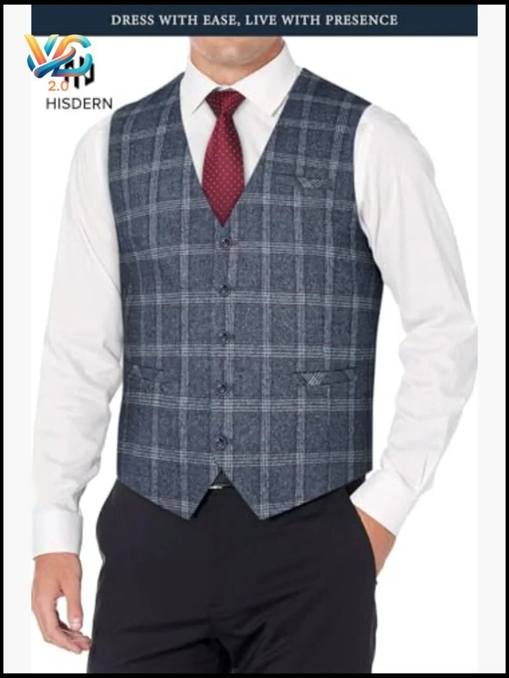 Men's Slim Fit Suit Vest Waistcoat with 3 Pockets for Business Wedding Prom